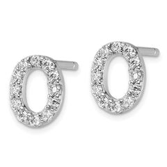 QCM1867O Cheryl M Sterling Silver Rhodium-plated Polished Letter O CZ Initial Post Earrings
