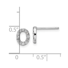 QCM1867O Cheryl M Sterling Silver Rhodium-plated Polished Letter O CZ Initial Post Earrings