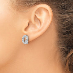 QCM1867Q Cheryl M Sterling Silver Rhodium-plated Polished Letter Q CZ Initial Post Earrings