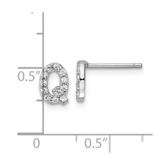 QCM1867Q Cheryl M Sterling Silver Rhodium-plated Polished Letter Q CZ Initial Post Earrings