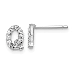 QCM1867Q Cheryl M Sterling Silver Rhodium-plated Polished Letter Q CZ Initial Post Earrings
