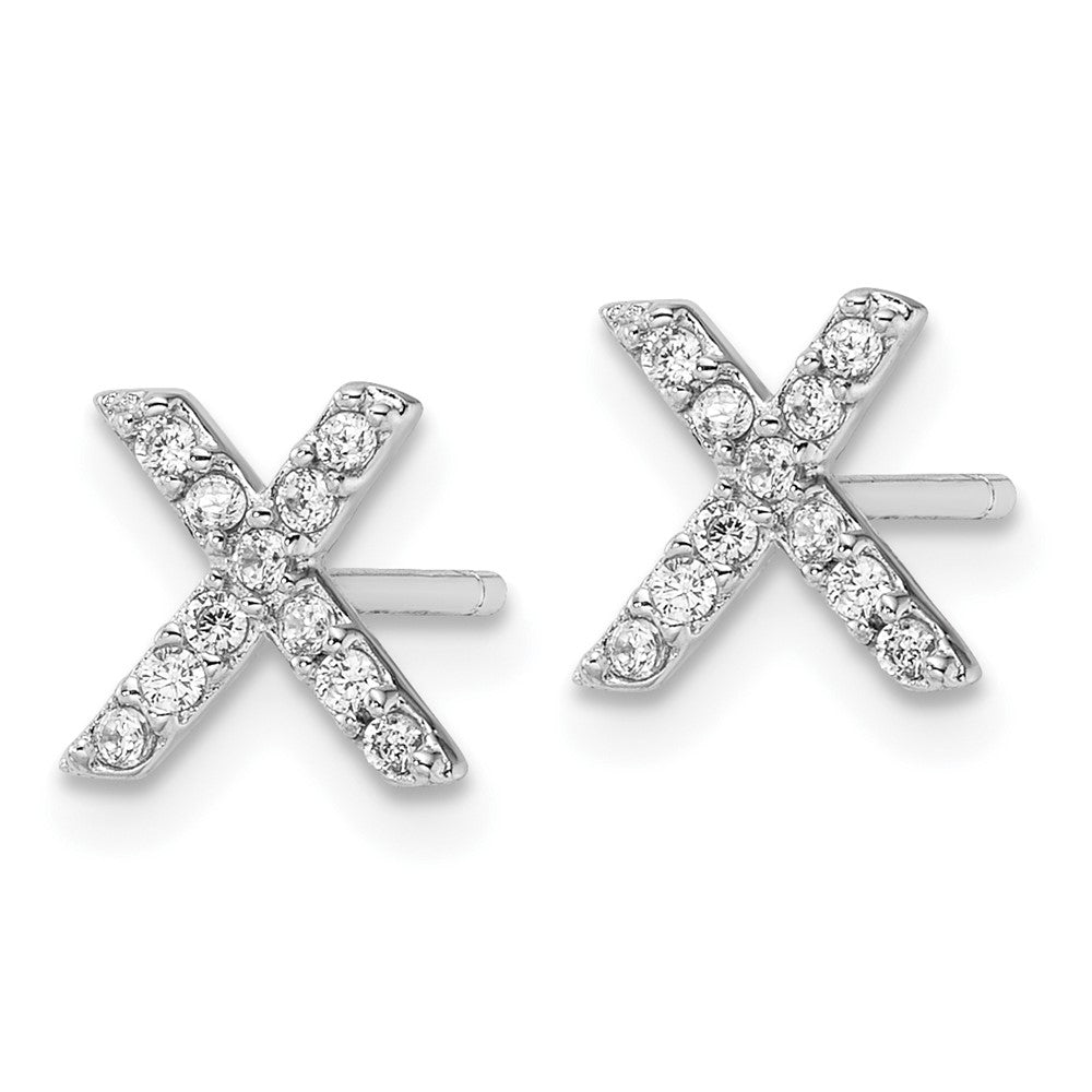 QCM1867X Cheryl M Sterling Silver Rhodium-plated Polished Letter X CZ Initial Post Earrings