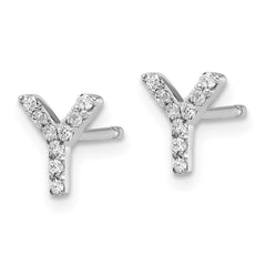 QCM1867Y Cheryl M Sterling Silver Rhodium-plated Polished Letter Y CZ Initial Post Earrings