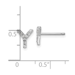 QCM1867Y Cheryl M Sterling Silver Rhodium-plated Polished Letter Y CZ Initial Post Earrings