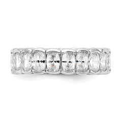 Cheryl M Sterling Silver Rhodium-plated Polished Oval CZ Eternity Ring