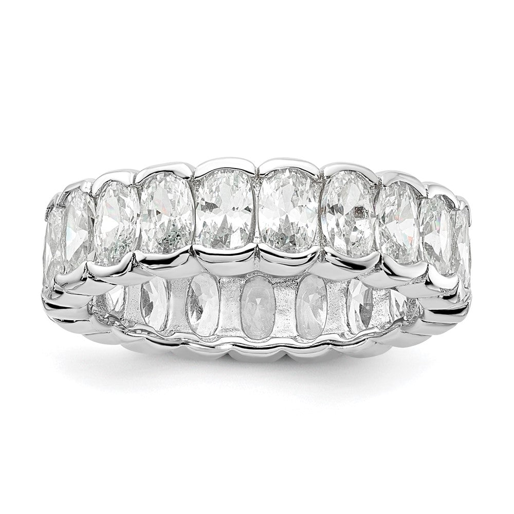 Cheryl M Sterling Silver Rhodium-plated Polished Oval CZ Eternity Ring