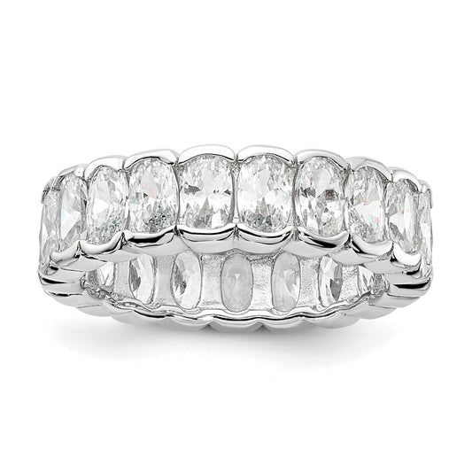 Cheryl M Sterling Silver Rhodium-plated Polished Oval CZ Eternity Ring