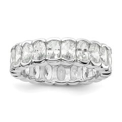 Cheryl M Sterling Silver Rhodium-plated Polished Oval CZ Eternity Ring