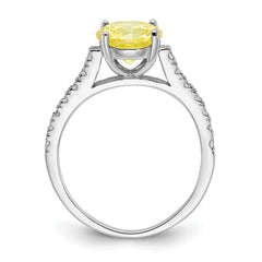 Cheryl M Sterling Silver Rhodium-plated Polished Yellow and White CZ Ring