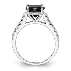 Cheryl M Sterling Silver Rhodium-plated Polished Black and White CZ Ring