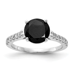 Cheryl M Sterling Silver Rhodium-plated Polished Black and White CZ Ring