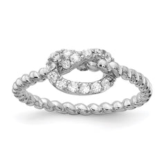 Cheryl M Sterling Silver Rhodium-plated Brilliant-cut CZ Knot Ring