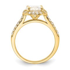 Cheryl M Sterling Silver Gold-plated Polished CZ Round Halo Ring