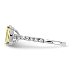 Cheryl M Sterling Silver Rhodium-plated Polished Oval Yellow and White CZ Ring