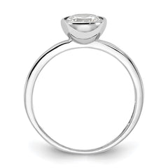 Cheryl M Sterling Silver Rhodium-plated Polished Bezel Set CZ Ring