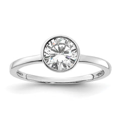Cheryl M Sterling Silver Rhodium-plated Polished Bezel Set CZ Ring