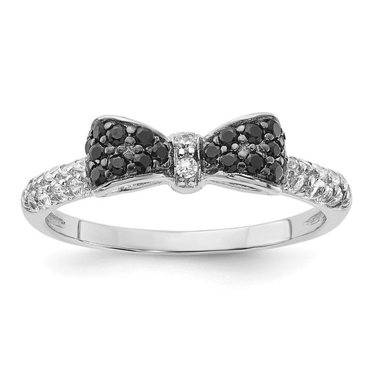 Cheryl M Sterling Silver Rhodium-plated Polished Yellow and White CZ Ring