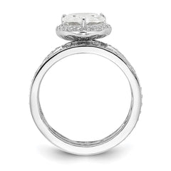 Cheryl M Sterling Silver Rhodium-plated Polished CZ Teardrop Halo 3 Ring Set