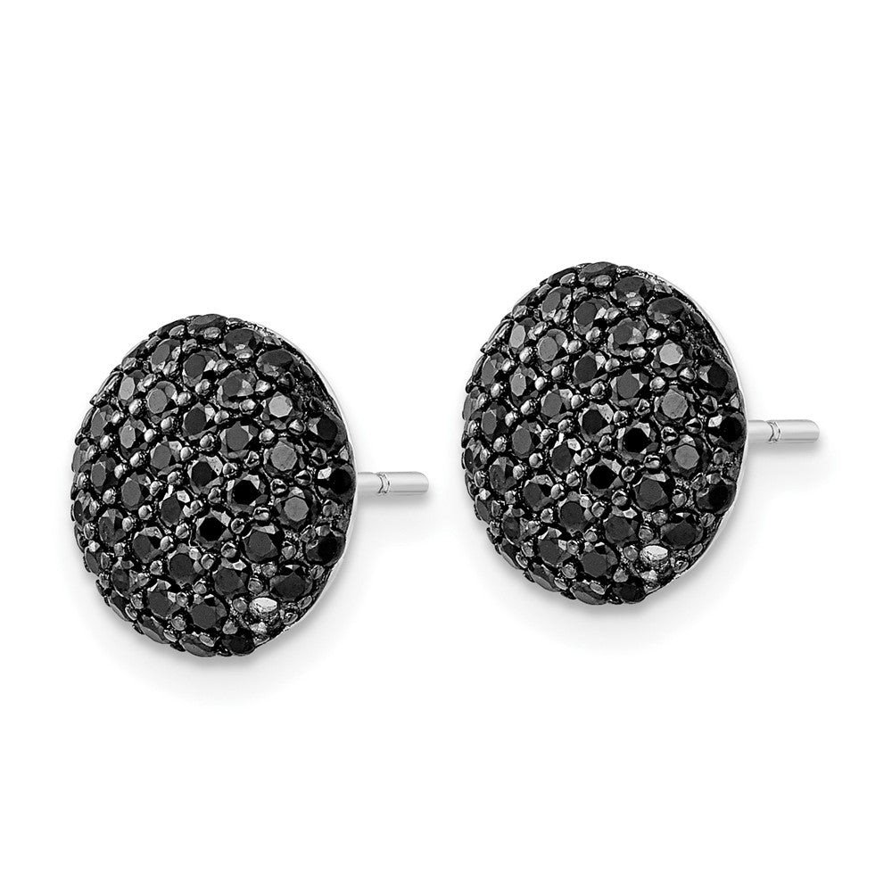 QCM1966 Cheryl M Sterling Silver Rhodium-plated with Black Rhodium Polished Black CZ Cluster Circle Post Earrings