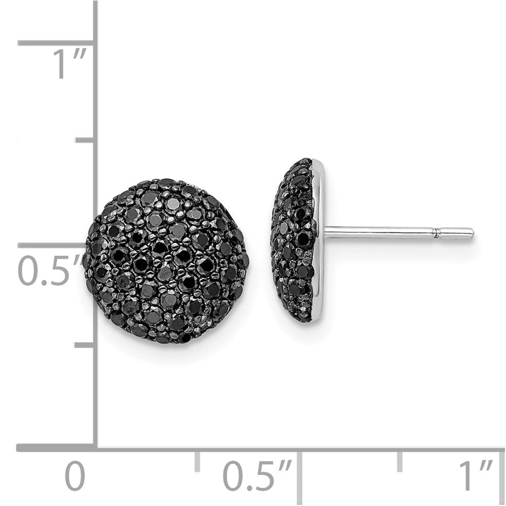 QCM1966 Cheryl M Sterling Silver Rhodium-plated with Black Rhodium Polished Black CZ Cluster Circle Post Earrings