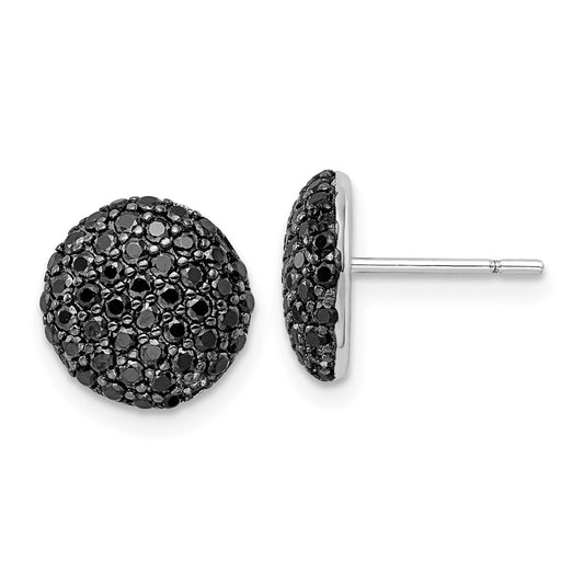 QCM1966 Cheryl M Sterling Silver Rhodium-plated with Black Rhodium Polished Black CZ Cluster Circle Post Earrings