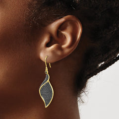 QCM1968Y Cheryl M Sterling Silver Gold-plated with Black Rhodium Polished Fancy Black CZ Dangle Earrings