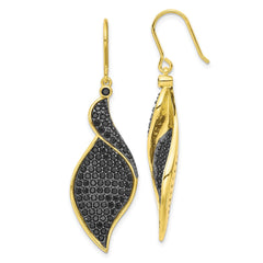 QCM1968Y Cheryl M Sterling Silver Gold-plated with Black Rhodium Polished Fancy Black CZ Dangle Earrings