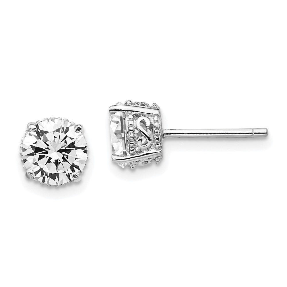 QCM235 Cheryl M Sterling Silver Rhodium-plated Brilliant-cut CZ 6.5mm Stud Post Earrings
