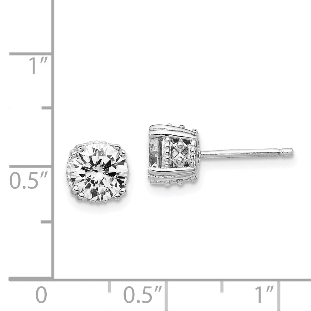 QCM237 Cheryl M Sterling Silver Rhodium-plated Round Brilliant-cut 6.5mm CZ Post Stud Earrings