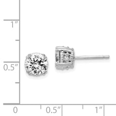 QCM237 Cheryl M Sterling Silver Rhodium-plated Round Brilliant-cut 6.5mm CZ Post Stud Earrings