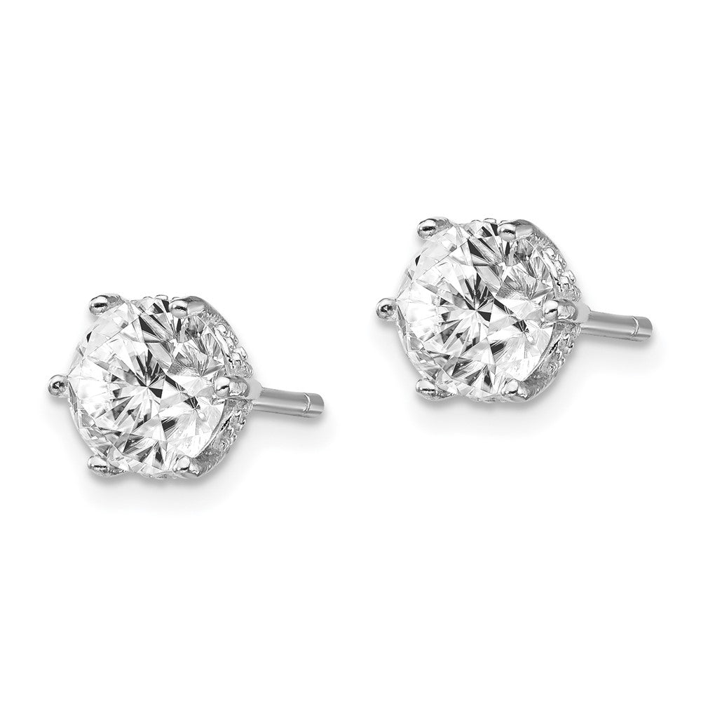 QCM239 Cheryl M Sterling Silver Rhodium-plated Brilliant-cut 6.5mm CZ Post Stud Earrings