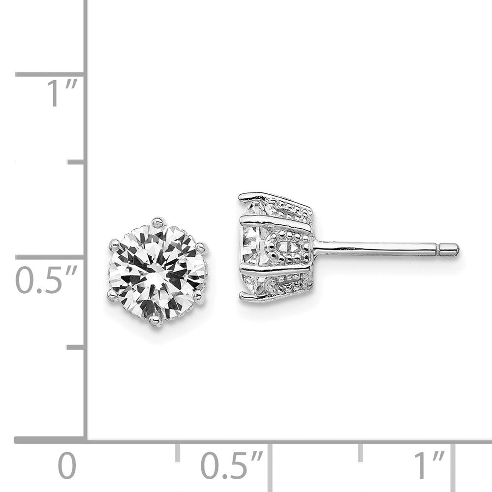 QCM239 Cheryl M Sterling Silver Rhodium-plated Brilliant-cut 6.5mm CZ Post Stud Earrings