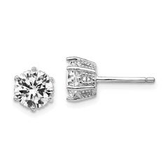 QCM239 Cheryl M Sterling Silver Rhodium-plated Brilliant-cut 6.5mm CZ Post Stud Earrings