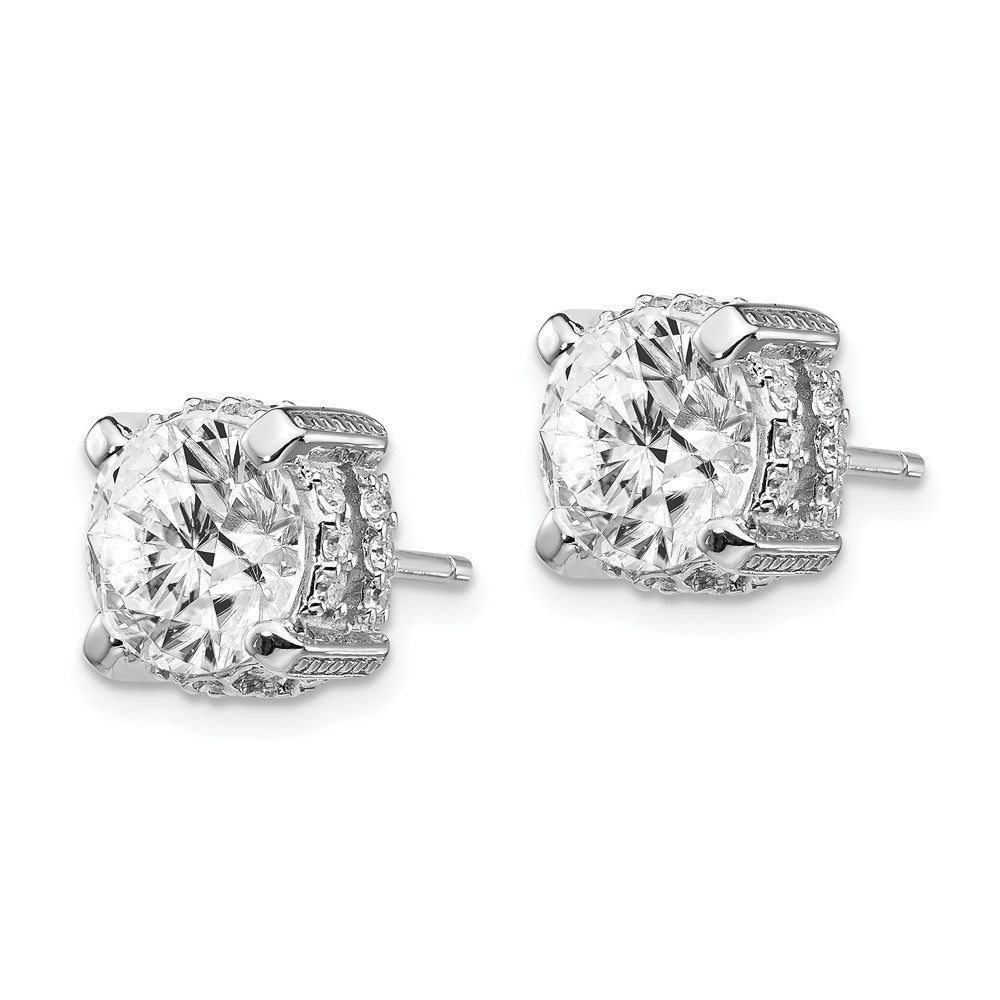 QCM242 Cheryl M Sterling Silver Rhodium-plated Brilliant-cut 8mm CZ Stud Post Earrings