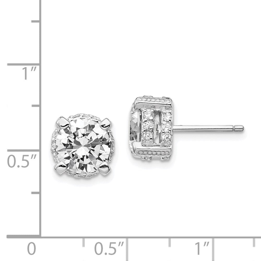 QCM242 Cheryl M Sterling Silver Rhodium-plated Brilliant-cut 8mm CZ Stud Post Earrings