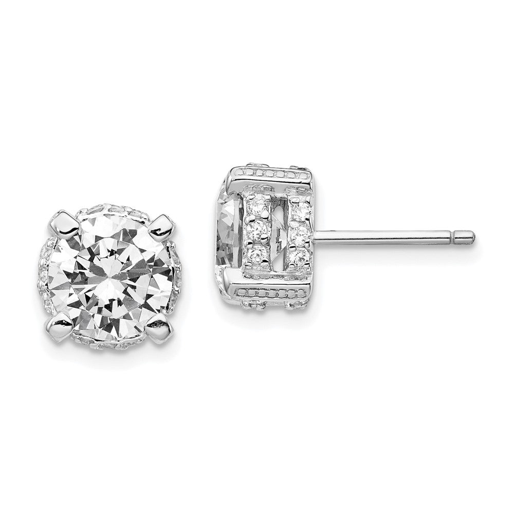QCM242 Cheryl M Sterling Silver Rhodium-plated Brilliant-cut 8mm CZ Stud Post Earrings