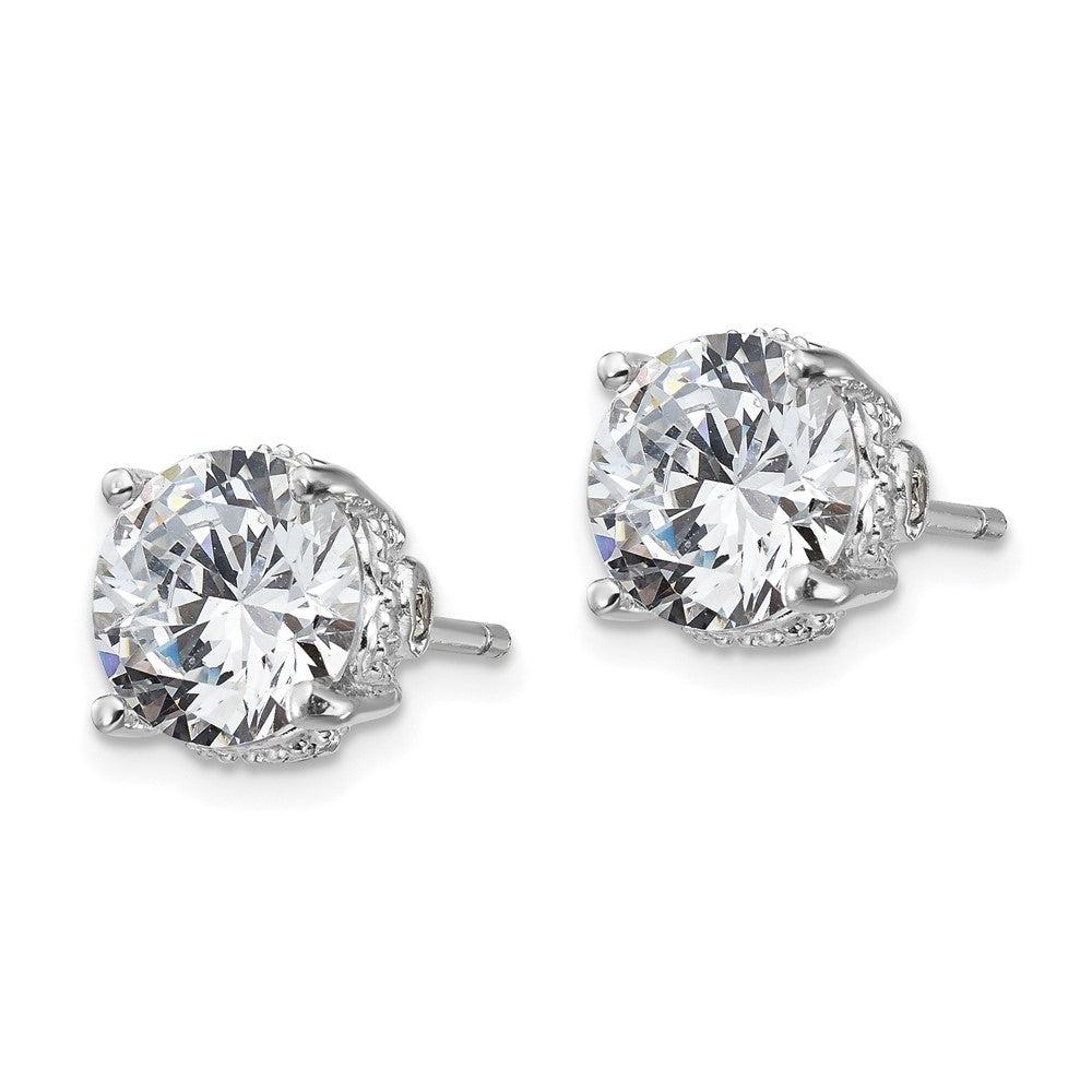 QCM246 Cheryl M Sterling Silver Rhodium-plated Brilliant-cut CZ 8mm Stud Post Earrings
