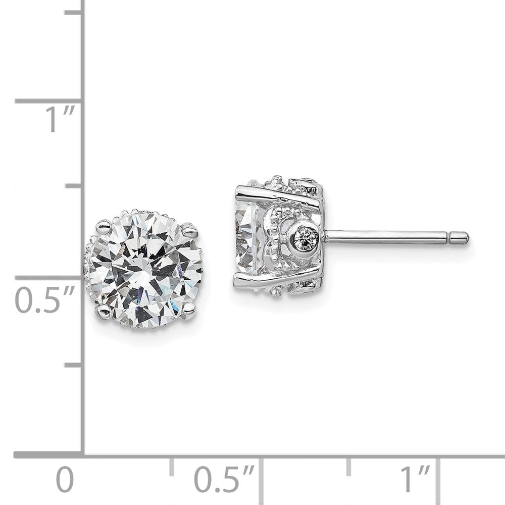 QCM246 Cheryl M Sterling Silver Rhodium-plated Brilliant-cut CZ 8mm Stud Post Earrings