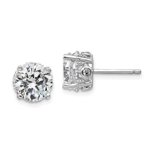 QCM246 Cheryl M Sterling Silver Rhodium-plated Brilliant-cut CZ 8mm Stud Post Earrings