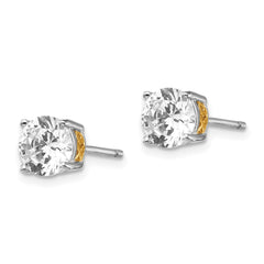 QCM247 Cheryl M Sterling Silver Rhodium-plated with Gold-plated Accent XO Brilliant-cut 6.5mm CZ Stud Post Earrings
