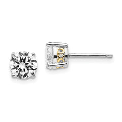 QCM247 Cheryl M Sterling Silver Rhodium-plated with Gold-plated Accent XO Brilliant-cut 6.5mm CZ Stud Post Earrings