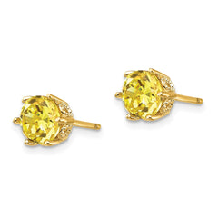 QCM408 Cheryl M Sterling Silver Gold-plated Yellow Brilliant-cut 6.5mm CZ Stud Post Earrings