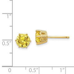 QCM408 Cheryl M Sterling Silver Gold-plated Yellow Brilliant-cut 6.5mm CZ Stud Post Earrings