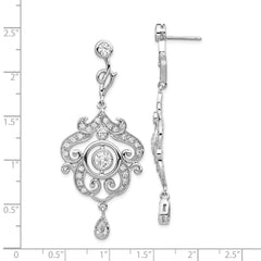 QCM660 Cheryl M Sterling Silver Rhodium-plated Brilliant-cut Bezel CZ Fancy Chandelier Post Dangle Earrings