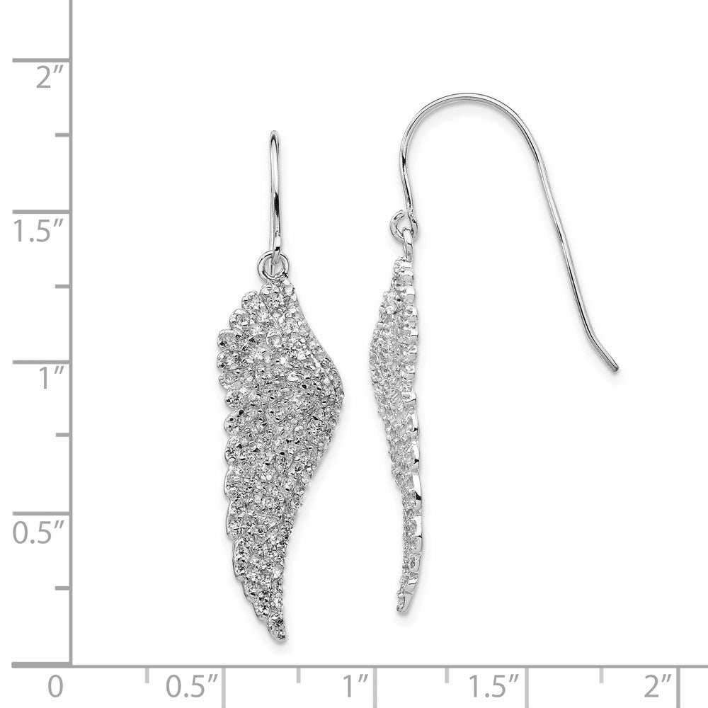 QCM700 Cheryl M Sterling Silver Rhodium-plated Brilliant-cut CZ Angel Wing Shepherd Hook Dangle Earrings