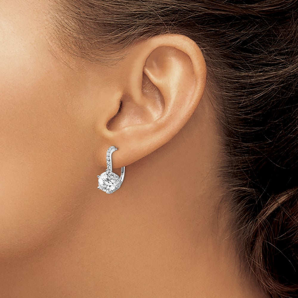 QCM756 Cheryl M Sterling Silver Rhodium-plated Brilliant-cut CZ Leverback Earrings