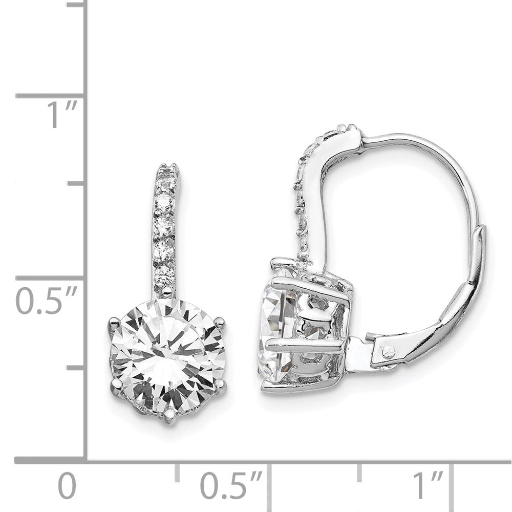 QCM756 Cheryl M Sterling Silver Rhodium-plated Brilliant-cut CZ Leverback Earrings