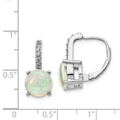 QCM776 Cheryl M Sterling Silver Rhodium-plated Cabochon Lab Created Opal and Brilliant-cut CZ Leverback Earrings