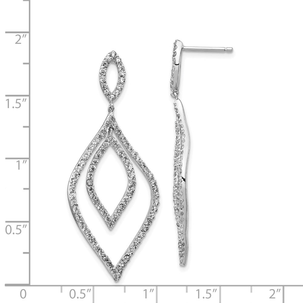 QCM833 Cheryl M Sterling Silver Rhodium-plated Brilliant-cut CZ Fancy Flames Post Dangle Earrings