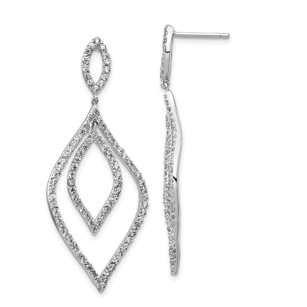 QCM833 Cheryl M Sterling Silver Rhodium-plated Brilliant-cut CZ Fancy Flames Post Dangle Earrings